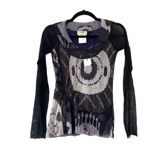 NWT Vintage 90’s Fuzzi by Jean Paul Gaultier Mesh Gauze Ikat Top - Picture 1 of 7